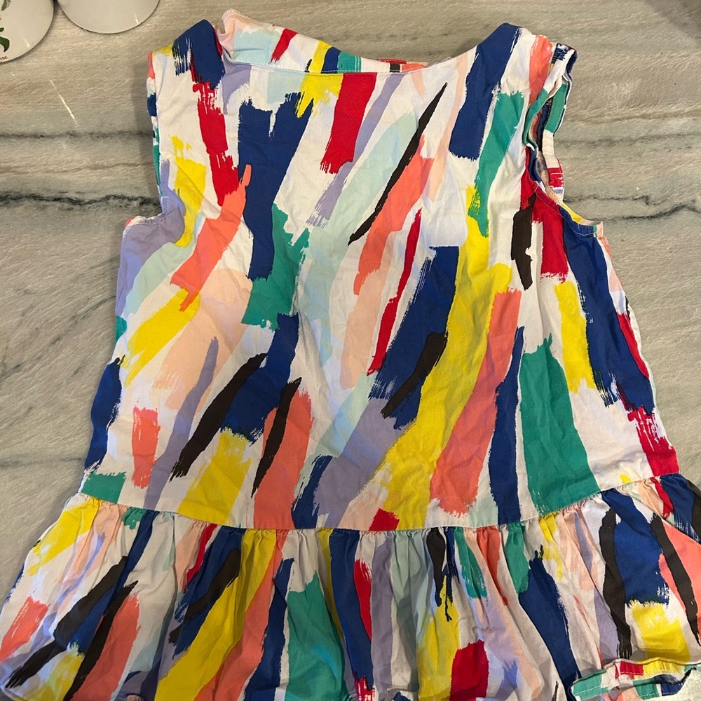 Girls LARGE- Kate Spade  Peplum Brush Stroke Print Blouse Multicolor W/bow Top